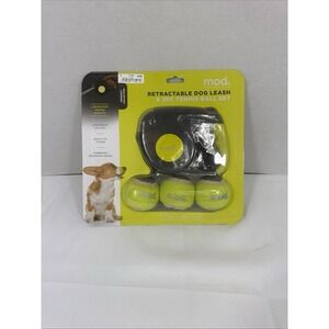 Retractable Dog 15 Ft Leash & 3PC Tennis Ball Set Midnight Collection RL0001-YEA